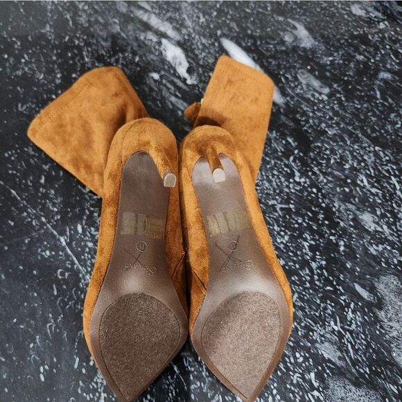 BRAND NEW SHOE LAND FAUX SUEDE ZIP SIDE SOCK BOOTS - Picture 5 of 16